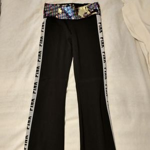 Bling Sequin PINK yoga leggings nwot. xs rainbow/gold